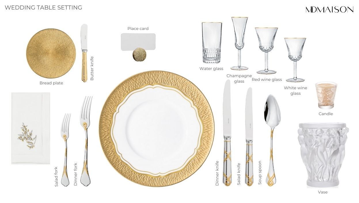 Wedding Table Setting with <a href="https://mdmaison.com/brands/lalique/bacchantes-vases">Lalique Bacchantes vase</a> — photo by MDMAISON
